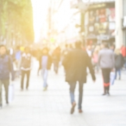 blur background of tourist walking on street